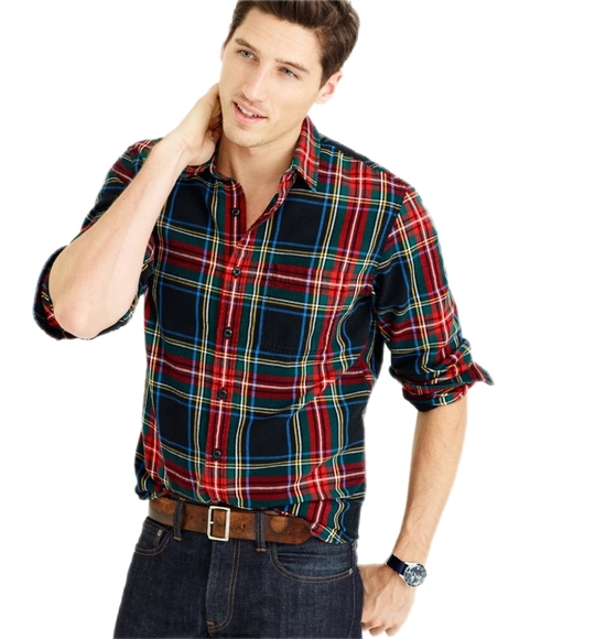 J. Crew Red White Blue Green flannel Shirt - Picture 4 of 4